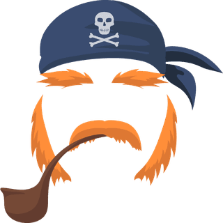 pirateface-masks-carnival-flat-item-cartoon-sea-pirates-hats-journey-bandana-beard-smoke-pipe-355583
