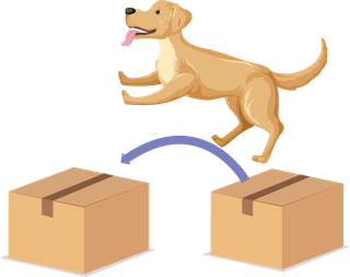 prepositionwordcard-with-dog-and-box-504315