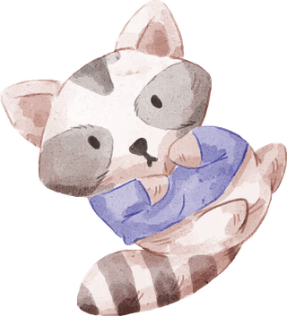 ratelvector-illustration-watercolor-set-of-adorable-raccoon-for-550571