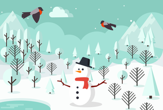 cozywinter-wonderland-with-snowman-illustration-158517