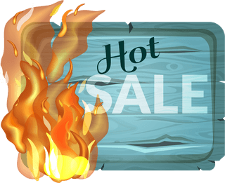 salewooden-sign-with-fire-flame-vector-154907