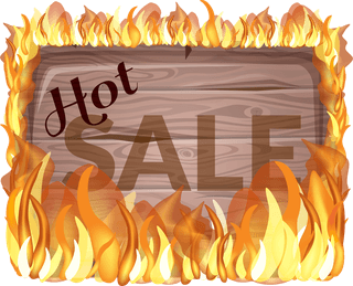 salewooden-sign-with-fire-flame-vector-609072