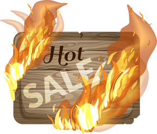 salewooden-sign-with-fire-flame-vector-700738