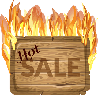 salewooden-sign-with-fire-flame-vector-439841