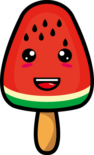 setcollection-of-cute-ice-cream-watermelon-mascot-design-934438