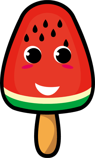 setcollection-of-cute-ice-cream-watermelon-mascot-design-542439