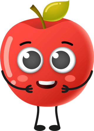 setof-cute-cartoon-apple-fruit-vector-character-set-360161