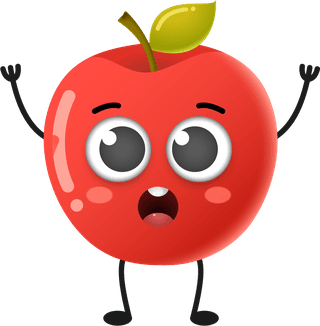 setof-cute-cartoon-apple-fruit-vector-character-set-584153