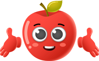 setof-cute-cartoon-apple-fruit-vector-character-set-861155