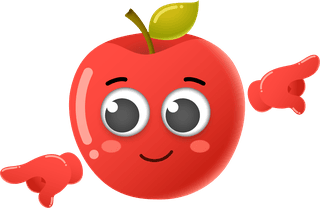 setof-cute-cartoon-apple-fruit-vector-character-set-55071