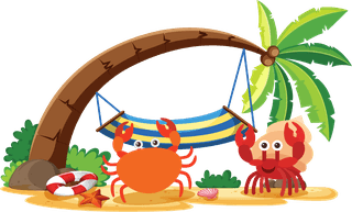 setof-summer-beach-objects-and-cartoon-characters-232376
