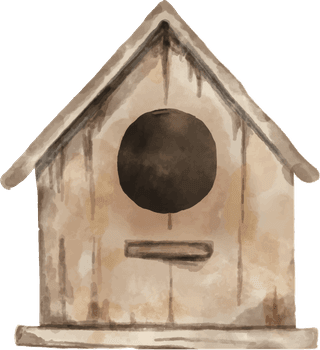 setof-watercolor-basket-bird-nest-small-wooden-house-116865