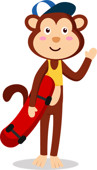 skateboardingmonkey-set-of-animal-with-various-activity-for-graphic-design-vector-148379