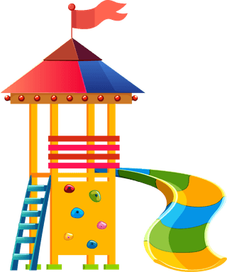 slideamusement-park-design-elements-colorful-games-toys-sketch-5005