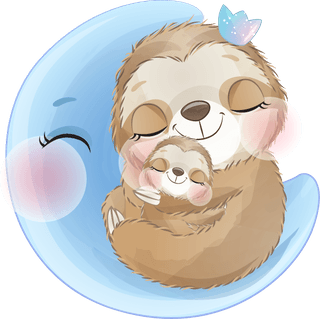 slothsleep-cute-little-sloth-watercolor-illustrations-vector-555452