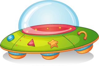 spaceshipillustration-of-the-flying-saucers-and-a-rocket-on-a-white-background-148765