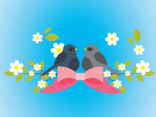 springbanner-sparrow-flower-branch-vector-788789