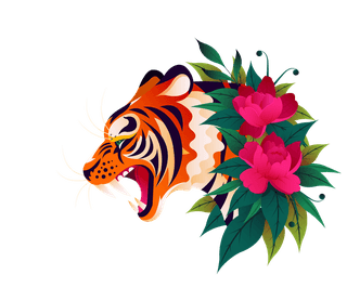 tigeranimals-icons-head-sketch-flowers-decor-273185