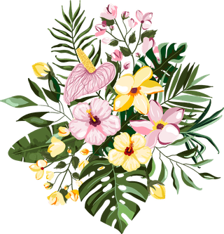 tropicalexotic-flowers-bouquets-with-frangipani-hibiscus-calla-green-monstera-palm-718653