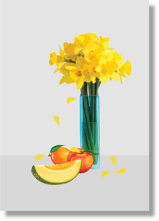 vectora-bouquet-of-daffodils-in-a-blue-green-vase-against-311787