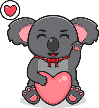 vectorillustration-of-cute-sitting-koala-cartoon-hand-up-pose-135155