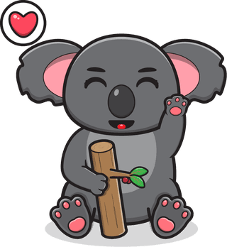 vectorillustration-of-cute-sitting-koala-cartoon-hand-up-pose-221274