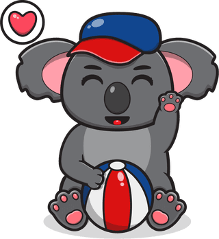 vectorillustration-of-cute-sitting-koala-cartoon-hand-up-pose-523017