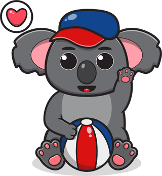 vectorillustration-of-cute-sitting-koala-cartoon-hand-up-pose-244663