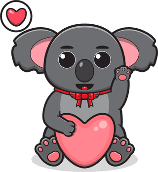 vectorillustration-of-cute-sitting-koala-cartoon-hand-up-pose-308573