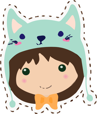 vectorkawaii-girls-animals-hats-cute-emoticon-396776