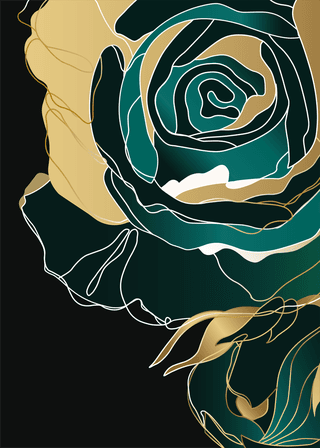 vectorluxury-gold-and-dark-green-rose-abstract-line-art-background-vector-wall-art-design-with-emerald-196588