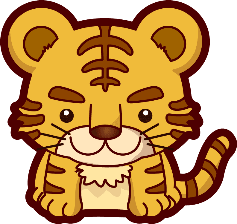 tiger cute anthropomorphic zodiac qvector character for playful designs and illustrations