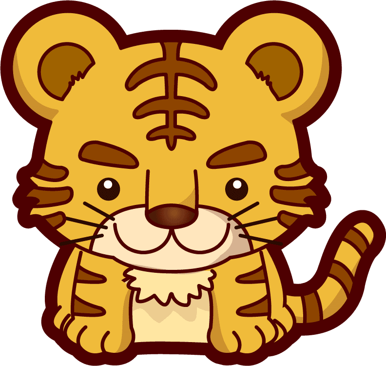 tiger cute anthropomorphic zodiac qvector