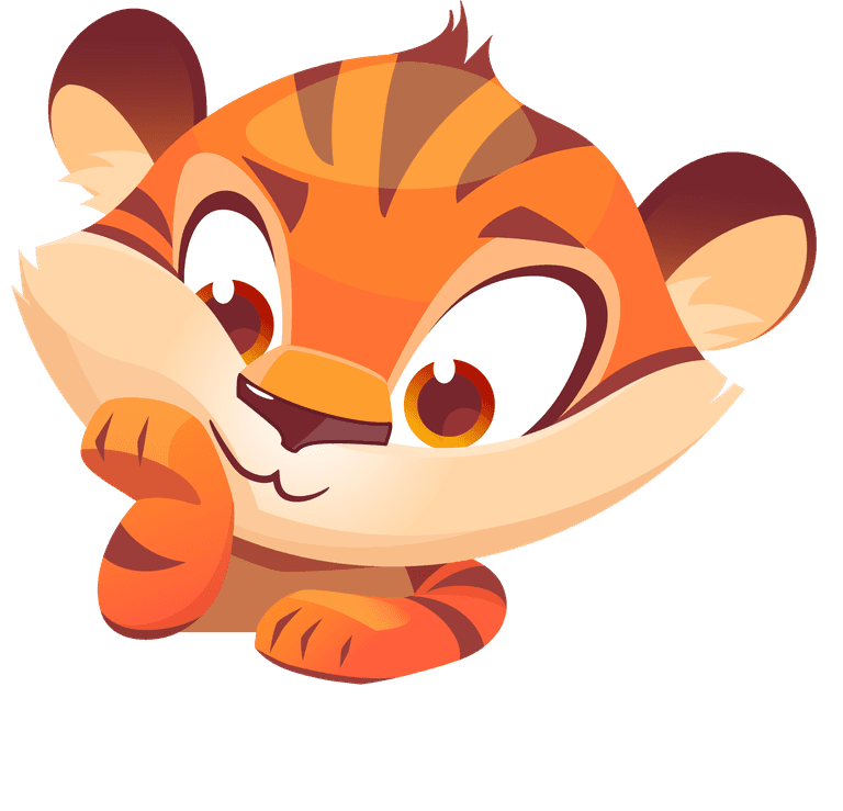 tiger cute baby tiger character different poses set cartoon chat bot