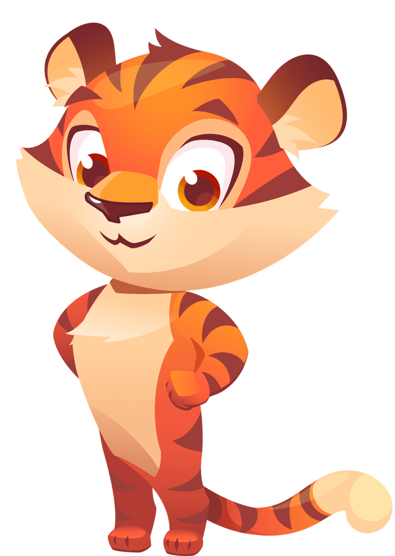 tiger cute baby tiger character different poses set cartoon chat bot