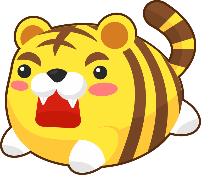 tiger cute icons colored cartoon sketch