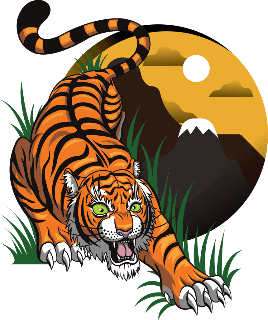 tiger icons fierce emotion sketch colorful animal