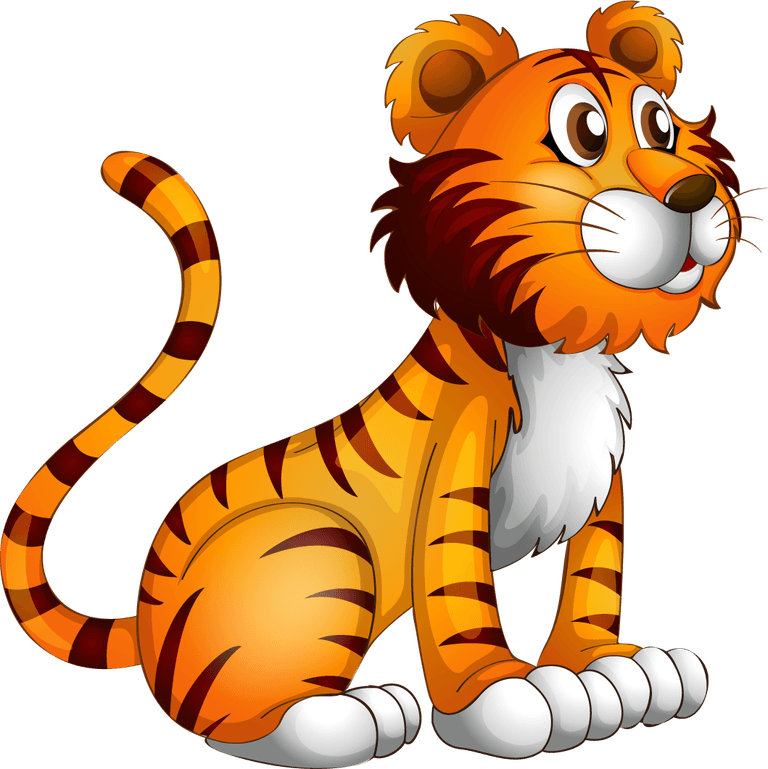 tiger many wild animals forest in a playful cartoon style for children’s art