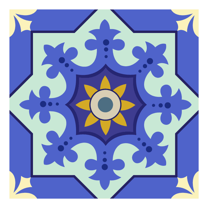 tile design elements colorful symmetric vintage floral sketch
