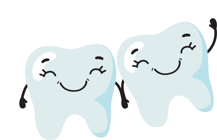 tooth teeth care set for kids with cheerful and friendly smiling characters