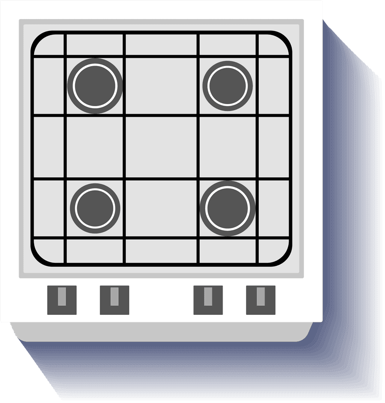 top view interior flat icons of a modern kitchen stove with burners