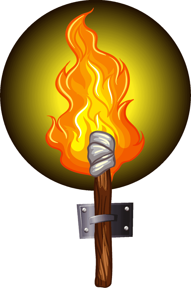 torch set medieval character for adventure games with a realistic flame design
