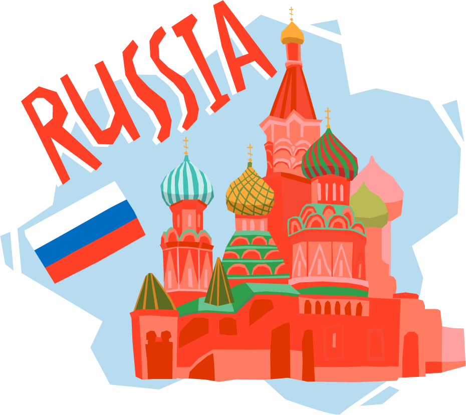 tourism vacation travel flat pictograms featuring colorful russian landmarks and symbols