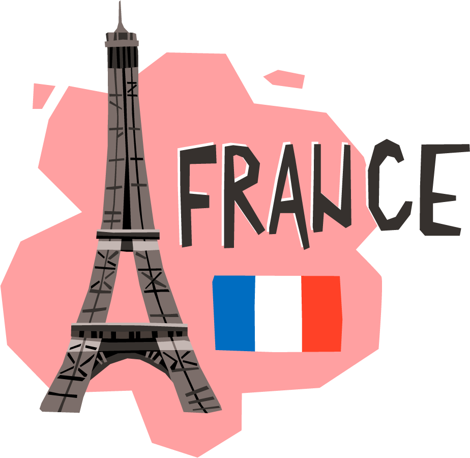 tourism vacation travel flat pictograms featuring the iconic eiffel tower and french flag
