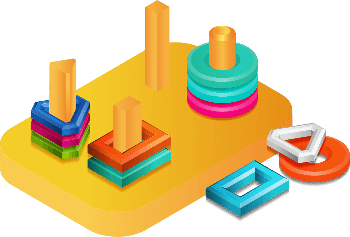 isometric kids toys isolated with colorful shapes for learning and fun play