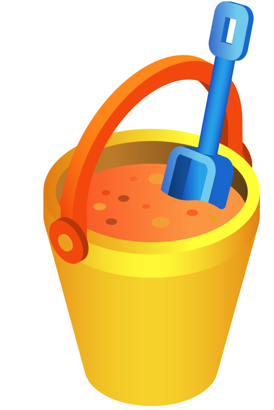 isometric kids toys isolated bucket with sand and shovel for playful activities