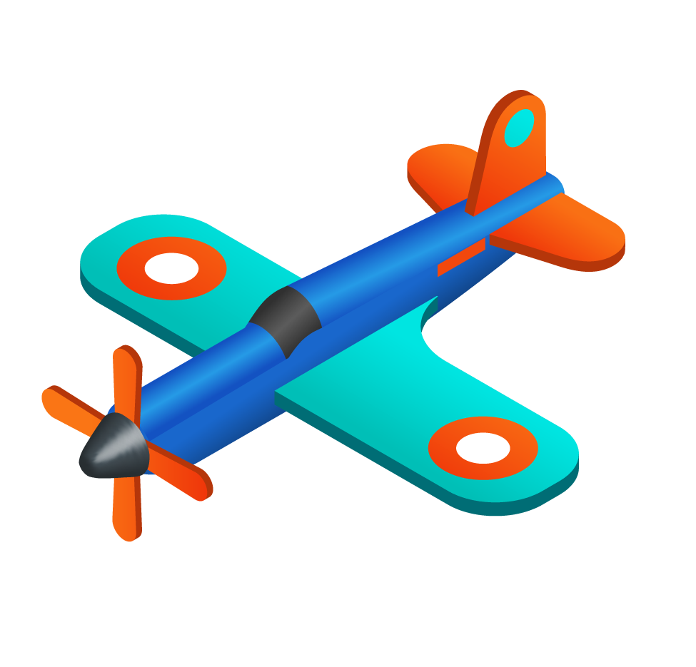 isometric kids toys isolated featuring a colorful airplane model perfect for playful learning