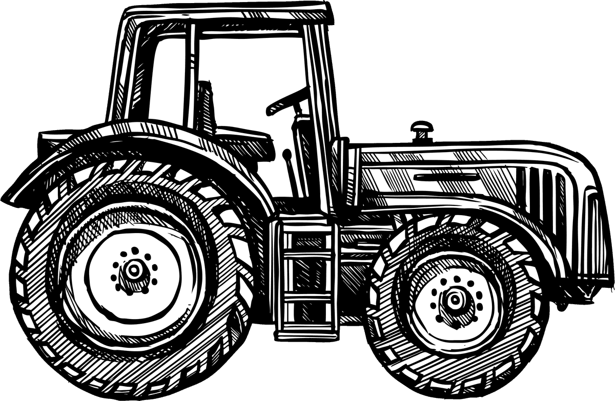 tractor organic farm set featuring a detailed hand-drawn tractor illustration for rustic agricultural themes