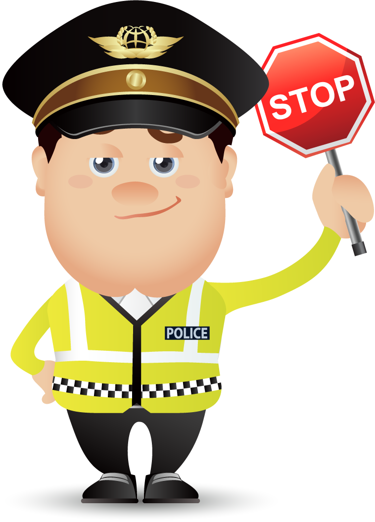 traffic policeman cartoon vector with stop sign for children’s education and safety illustrations