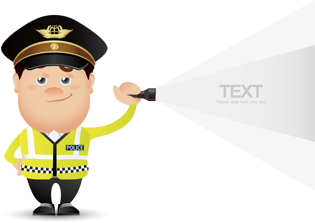 traffic policeman cartoon vector with flashlight for safety enhancement and educational use